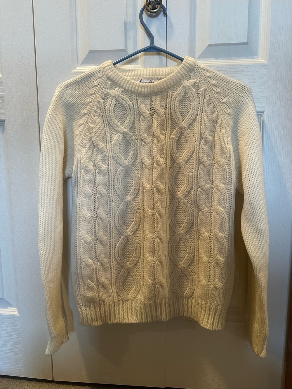 Vintage Cream Cable Knit Crewneck Sweater